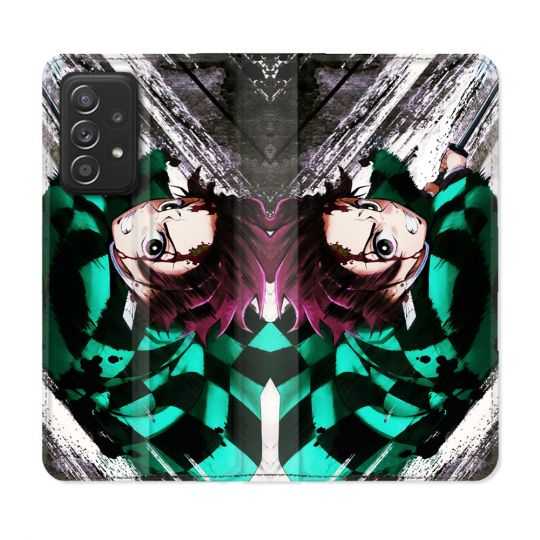 Housse Cuir Portefeuille Pour Samsung Galaxy A52 / A52S Manga Demon Slayer Tanjiro