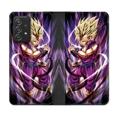Housse Cuir Portefeuille Pour Samsung Galaxy A52 / A52S Manga Dragon Ball Sangohan Violet