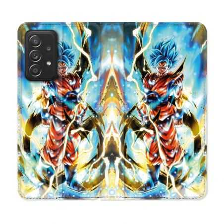 Housse Cuir Portefeuille Pour Samsung Galaxy A52 / A52S Manga Dragon Ball Sangoku Blanc