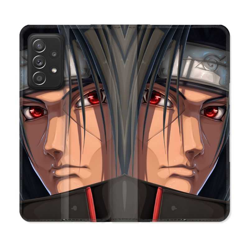 Housse Cuir Portefeuille Pour Samsung Galaxy A52 / A52S Manga Naruto Itachi Visage