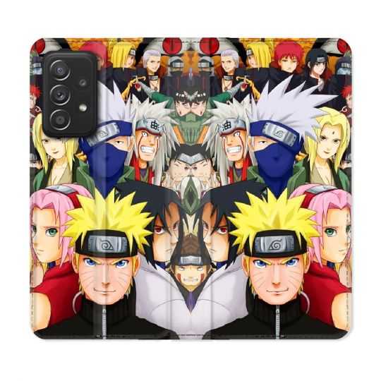 Housse Cuir Portefeuille Pour Samsung Galaxy A52 / A52S Manga Naruto Team