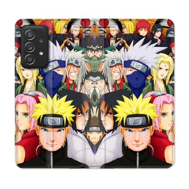 Housse Cuir Portefeuille Pour Samsung Galaxy A52 / A52S Manga Naruto Team