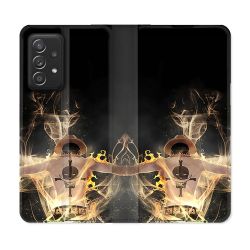 Housse Cuir Portefeuille Pour Samsung Galaxy A52 / A52S Manga One Piece Ace Noir