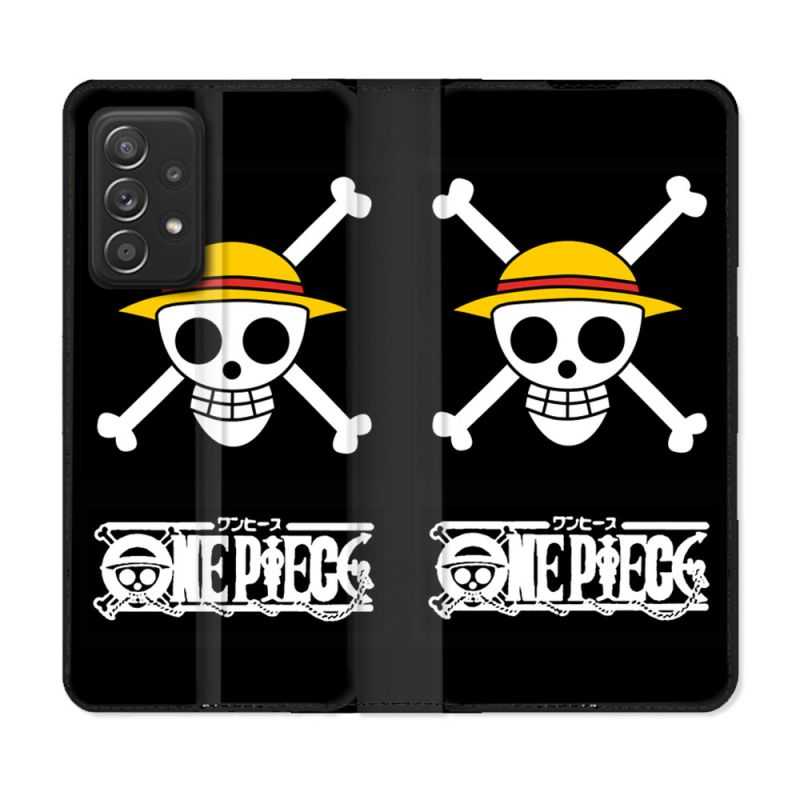 Housse Cuir Portefeuille Pour Samsung Galaxy A52 / A52S Manga One Piece Tete de Mort
