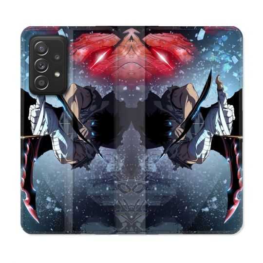 Housse Cuir Portefeuille Pour Samsung Galaxy A52 / A52S Manga Solo Leveling Sung Epee