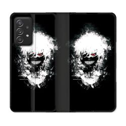 Housse Cuir Portefeuille Pour Samsung Galaxy A52 / A52S Manga Tokyo Ghoul Kaneki Tag