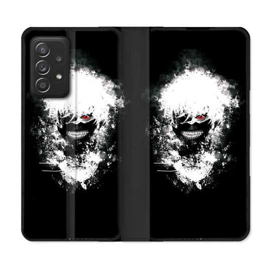 Housse Cuir Portefeuille Pour Samsung Galaxy A52 / A52S Manga Tokyo Ghoul Kaneki Tag