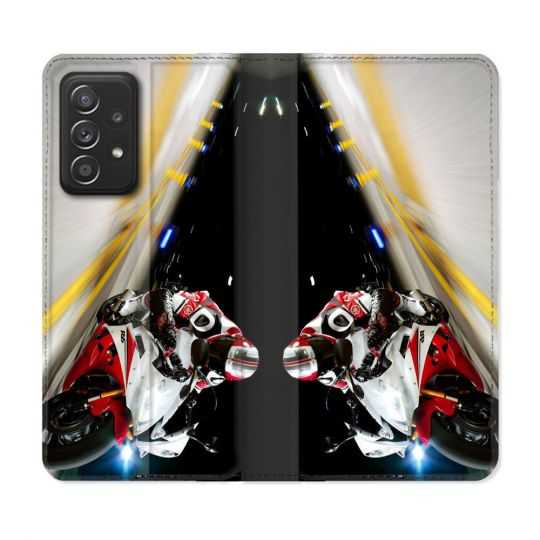 Housse Cuir Portefeuille Pour Samsung Galaxy A52 / A52S Moto Course GP R6