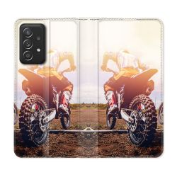 Housse Cuir Portefeuille Pour Samsung Galaxy A52 / A52S Moto Cross Soleil