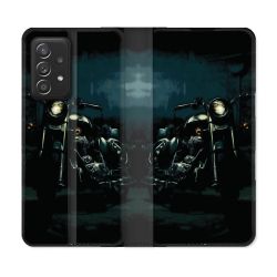 Housse Cuir Portefeuille Pour Samsung Galaxy A52 / A52S Moto Harley Vintage