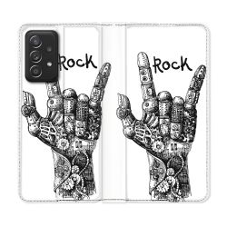 Housse Cuir Portefeuille Pour Samsung Galaxy A52 / A52S Musique Rock Main