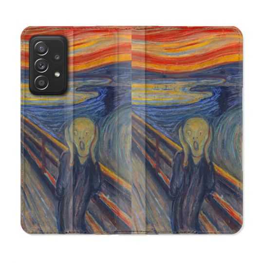 Housse Cuir Portefeuille Pour Samsung Galaxy A52 / A52S Peinture Le Cri