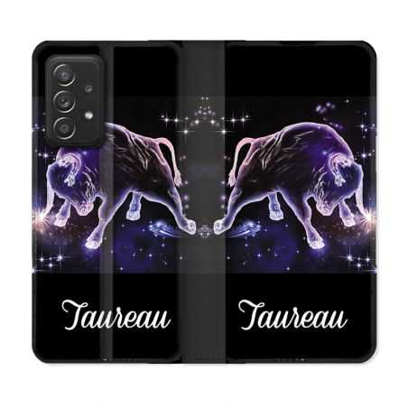 Housse Cuir Portefeuille Pour Samsung Galaxy A52 / A52S Signe Zodiaque 2 Taureau