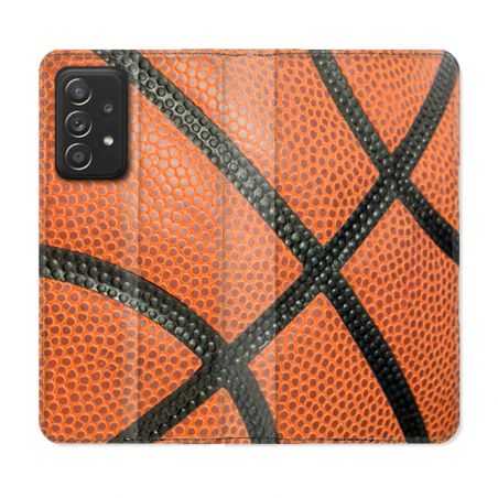 Housse Cuir Portefeuille Pour Samsung Galaxy A52 / A52S Sport Ballon Basket