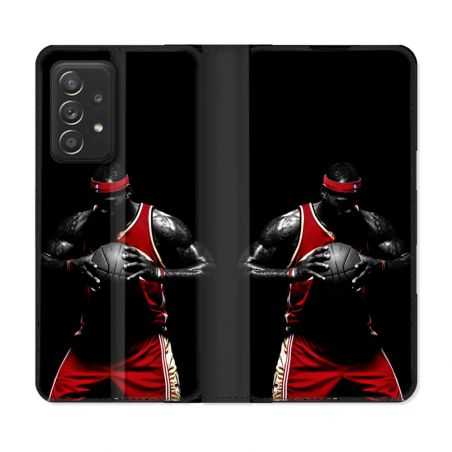 Housse Cuir Portefeuille Pour Samsung Galaxy A52 / A52S Sport Basketeur