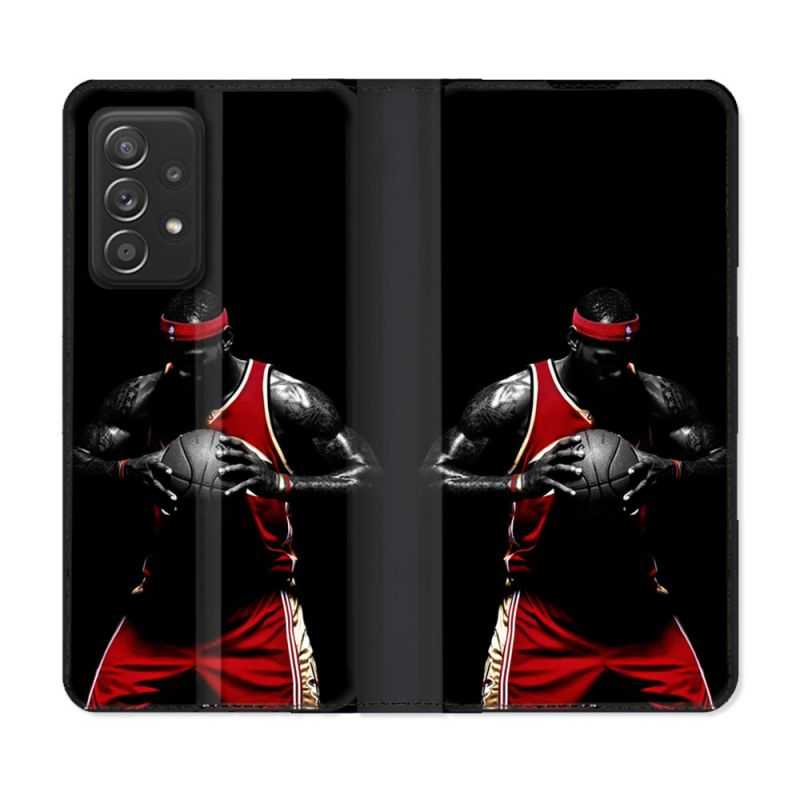 Housse Cuir Portefeuille Pour Samsung Galaxy A52 / A52S Sport Basketeur