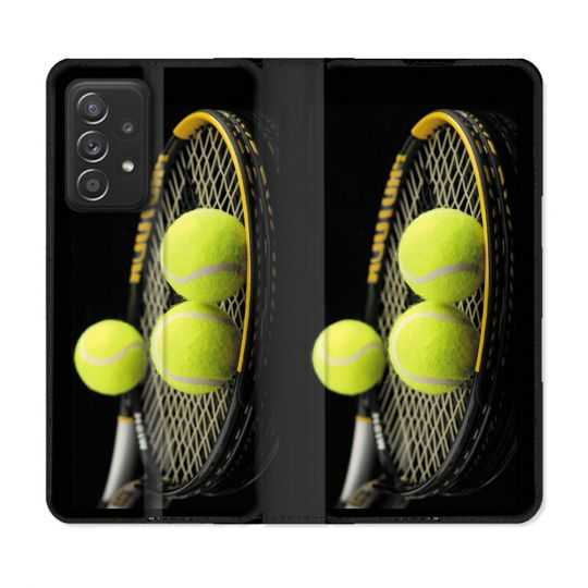 Housse Cuir Portefeuille Pour Samsung Galaxy A52 / A52S Sport Tennis Balls