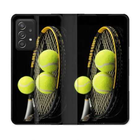 Housse Cuir Portefeuille Pour Samsung Galaxy A52 / A52S Sport Tennis Balls