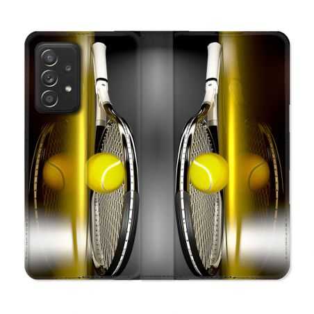 Housse Cuir Portefeuille Pour Samsung Galaxy A52 / A52S Sport Tennis Reflet