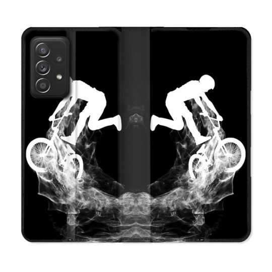 Housse Cuir Portefeuille Pour Samsung Galaxy A52 / A52S Sport VTT Noir