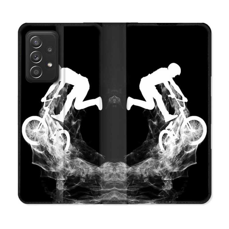 Housse Cuir Portefeuille Pour Samsung Galaxy A52 / A52S Sport VTT Noir