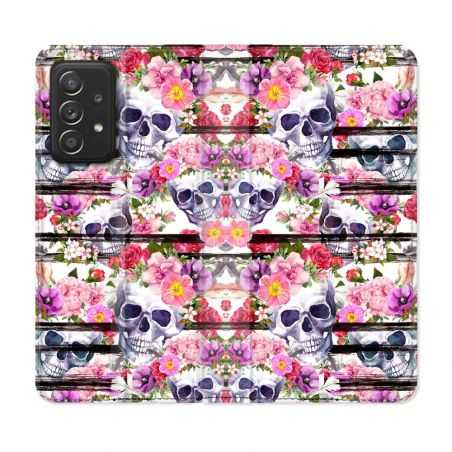 Housse Cuir Portefeuille Pour Samsung Galaxy A52 / A52S Tete de Mort Pattern