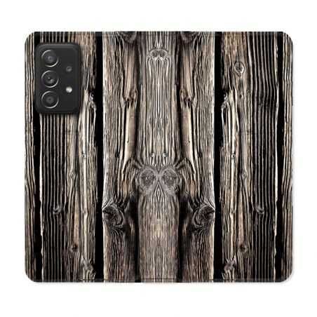 Housse Cuir Portefeuille Pour Samsung Galaxy A52 / A52S Texture Bois