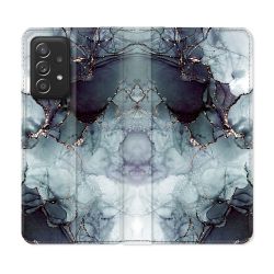 Housse Cuir Portefeuille Pour Samsung Galaxy A52 / A52S Texture Marbre Gris