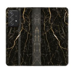 Housse Cuir Portefeuille Pour Samsung Galaxy A52 / A52S Texture Marbre Noir