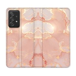 Housse Cuir Portefeuille Pour Samsung Galaxy A52 / A52S Texture Marbre Rose
