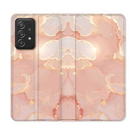 Housse Cuir Portefeuille Pour Samsung Galaxy A52 / A52S Texture Marbre Rose