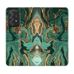 Housse Cuir Portefeuille Pour Samsung Galaxy A52 / A52S Texture Marbre Vert