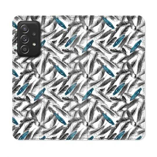 Housse Cuir Portefeuille Pour Samsung Galaxy A52 / A52S Texture Plume Canard