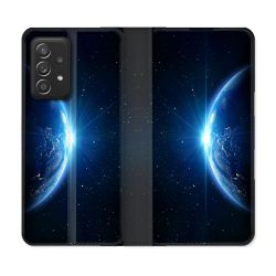 Housse Cuir Portefeuille Pour Samsung Galaxy A52 / A52S Univers Planete Terre