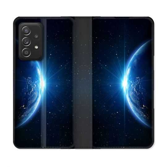 Housse Cuir Portefeuille Pour Samsung Galaxy A52 / A52S Univers Planete Terre