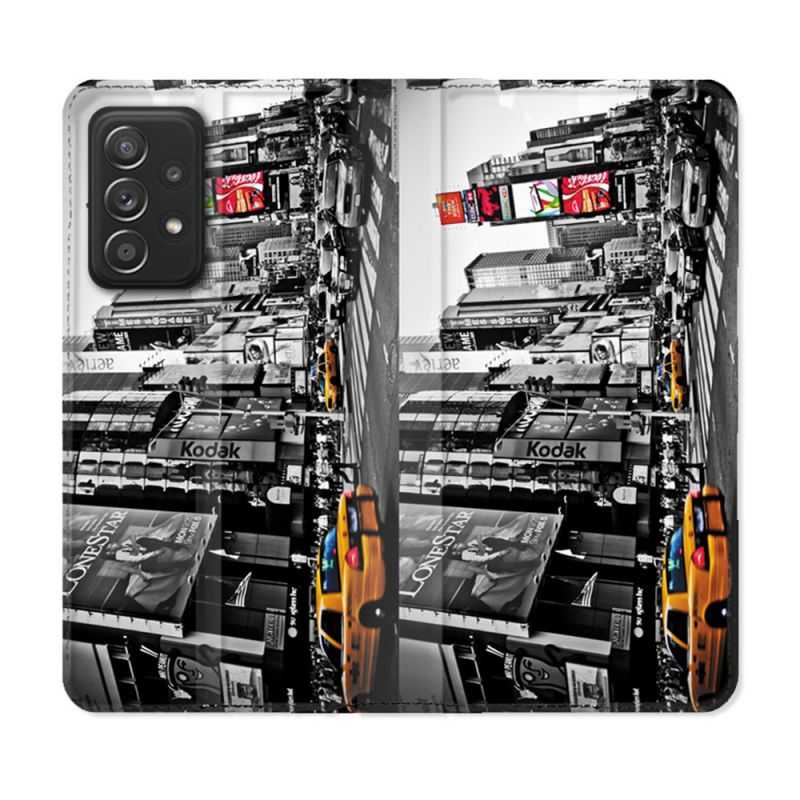 Housse Cuir Portefeuille Pour Samsung Galaxy A52 / A52S Voyage Amerique USA New York Taxi