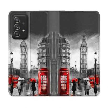 Housse Cuir Portefeuille Pour Samsung Galaxy A52 / A52S Voyage Angleterre Londres Vintage