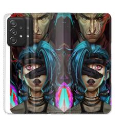 Housse Cuir Portefeuille Pour Samsung Galaxy A52 / A52S Arcane Jynx Bleu