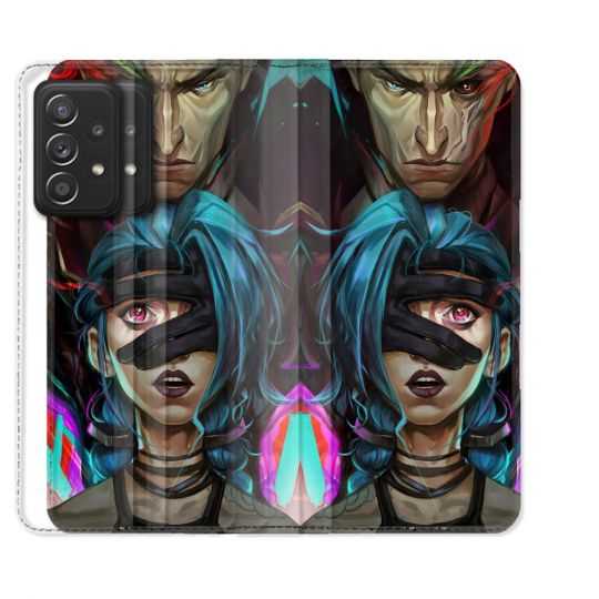 Housse Cuir Portefeuille Pour Samsung Galaxy A52 / A52S Arcane Jynx Bleu