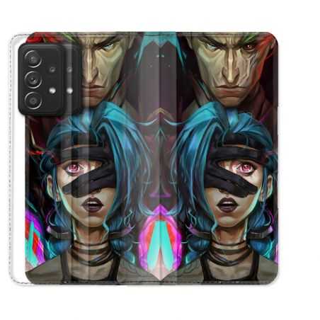 Housse Cuir Portefeuille Pour Samsung Galaxy A52 / A52S Arcane Jynx Bleu