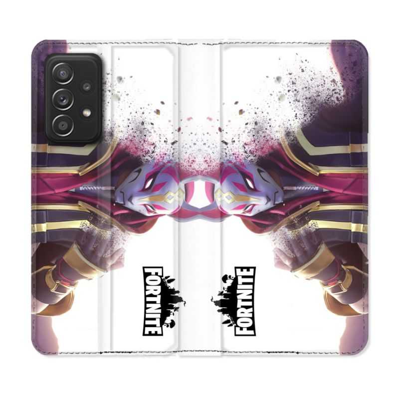 Housse Cuir Portefeuille Pour Samsung Galaxy A52 / A52S Fortnite Blanc