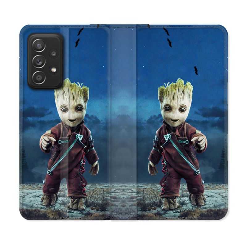 Housse Cuir Portefeuille Pour Samsung Galaxy A52 / A52S Groot Bleu