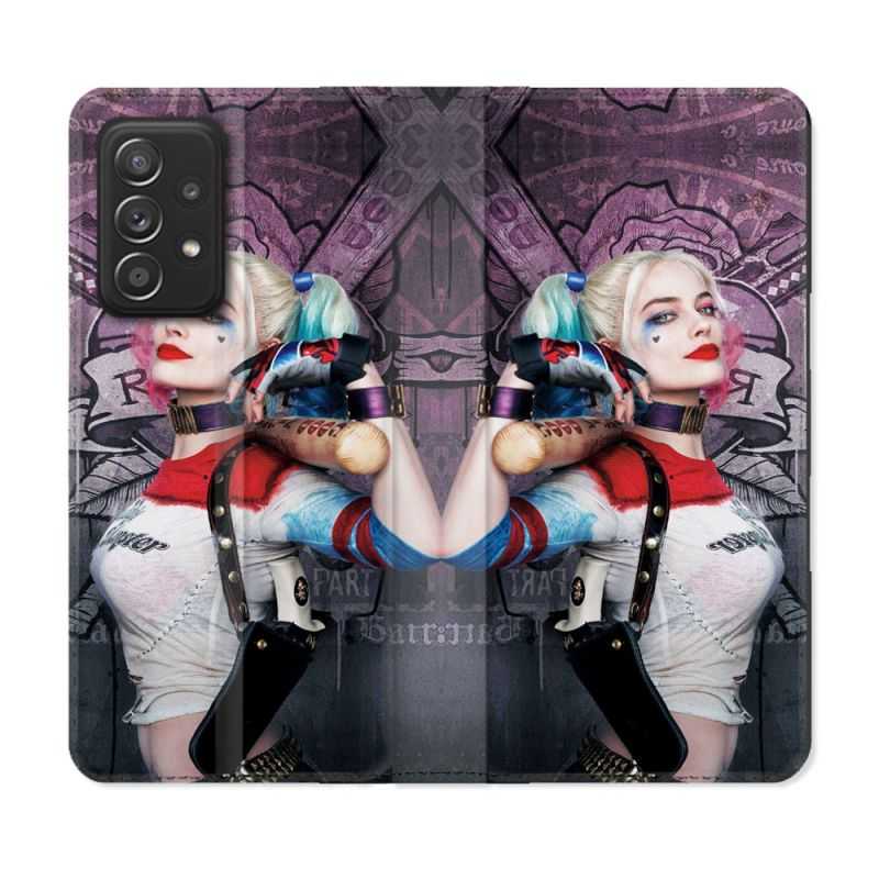 Housse Cuir Portefeuille Pour Samsung Galaxy A52 / A52S Harley Quinn Batte