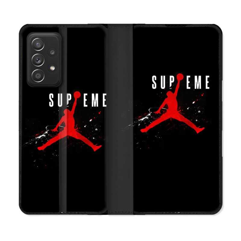 Housse Cuir Portefeuille Pour Samsung Galaxy A52 / A52S Jordan Supreme Noir
