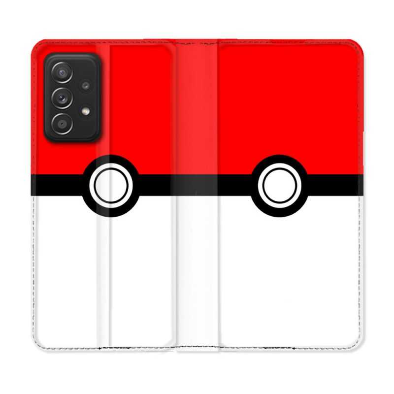 Housse Cuir Portefeuille Pour Samsung Galaxy A52 / A52S Pokemon Pokeball