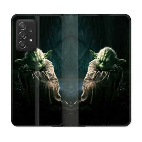 Housse Cuir Portefeuille Pour Samsung Galaxy A52 / A52S Star Wars - Yoda sombre