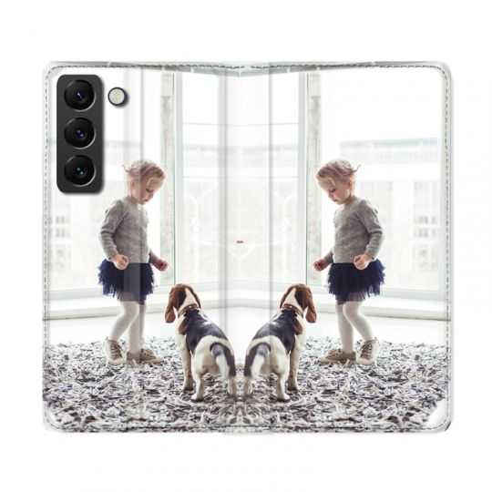 Housse Cuir Portefeuille Pour Samsung Galaxy S22 Ultra Personnalisee
