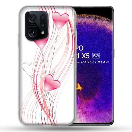 Coque Pour Oppo Find X5 Amour Coeur Rose Montant sur Blanc