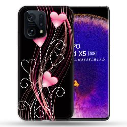 Coque Pour Oppo Find X5 Amour Coeur Rose Montant sur Noir