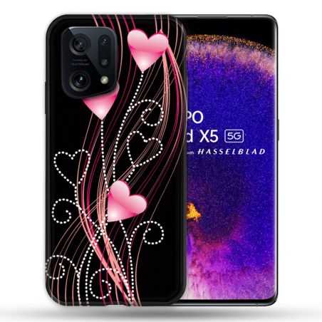 Coque Pour Oppo Find X5 Amour Coeur Rose Montant sur Noir